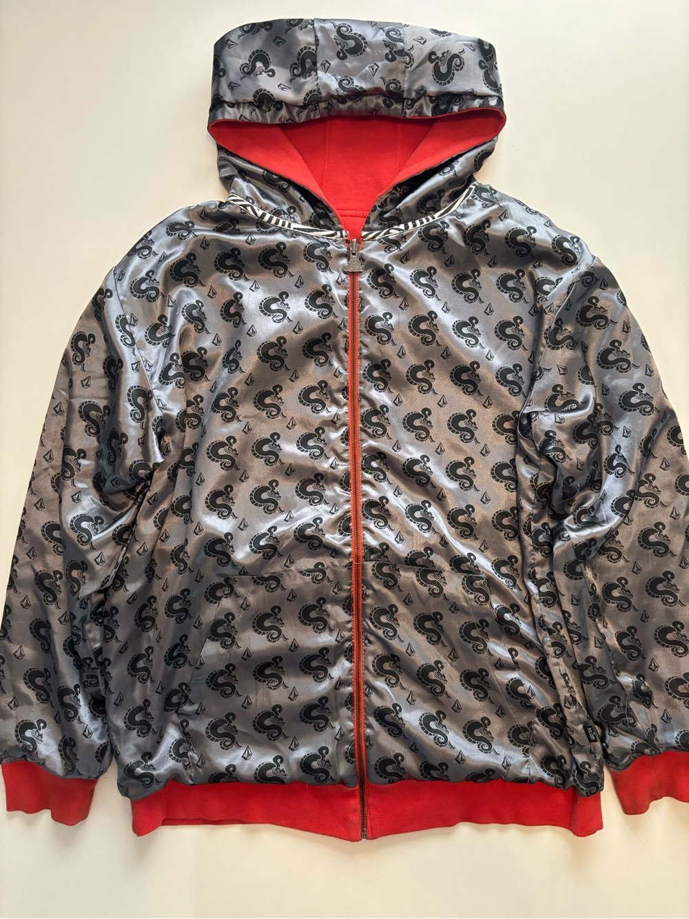 Volcom Ryan Sheckler reversible pendant zip up hoodie aop snake Jesse Pinkman
